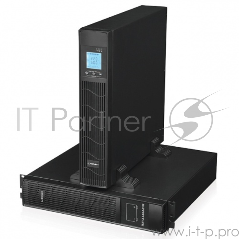 ИБП CROWN Line Interactive CMUS-620R 2000VA/1600W, корпус металл, RACK 3U, АКБ 3*12V/9AH, PF-0.8, AVR 165-300V, порт RJ-11/45, порт USB, розетки 6*IEC С13, LCD-дисплей, входной кабель 2 м, вентилятор охлаждения, автомат, слот для SNMP, порт для доп.