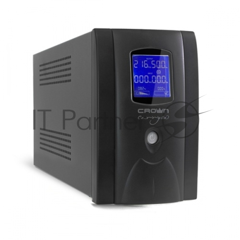 ИБП CROWN Line Intractive CMU-800EURO LCD USB 800VA480W, корпус металл, 1x12V/9AH, розетки 3*EURO+1*IEC bypass, трансформатор AVR 145-280V, LCD-дисплей, съёмный кабель 1.2 м, порт RJ11/45, порт USB, защита: от перегрузки, от КЗ, от скачков напряжения