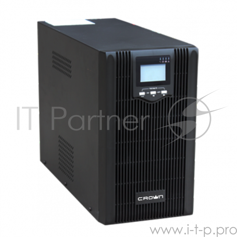 ИБП CROWN Line Interactive CMUS-620 2000VA/1600W, корпус металл, TOWER, АКБ 3*12V/9AH, PF-0.8, AVR 165-300V, порт RJ-11/45, порт USB, розетки 3*IEC С13, LCD-дисплей, входной кабель 2 м, вентилятор охлаждения, автомат, слот для SNMP, порт для доп. бат