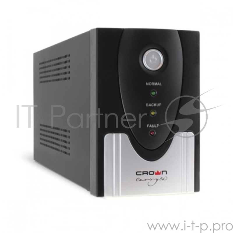 ИБП CROWN Line Intractive CMU-SP500EURO USB 500VA310W, корпус металл, 1x12V/4.5AH, розетки 2*EURO, трансформатор AVR 140-290V, встроенный кабель 1.2 м, порт J11/45, порт USB, защита: от перегрузки, от КЗ, скачков напряжения