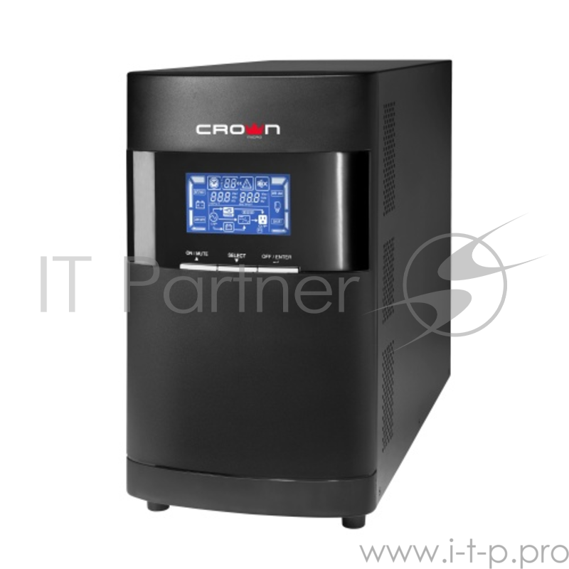 ИБП CROWN On-Line CMUOA-350-2K EURO 2000VA/1800W, корпус металл, TOWER, АКБ 6*12V/7AH, PF-0.9, AVR 110-300V, порт RJ-11/45+USB/RS-232, EPO, розетки 4*EURO, входной кабель 2 м, вентилятор охлаждения, автомат, слот для SNMP, порт для доп. батарейных ка