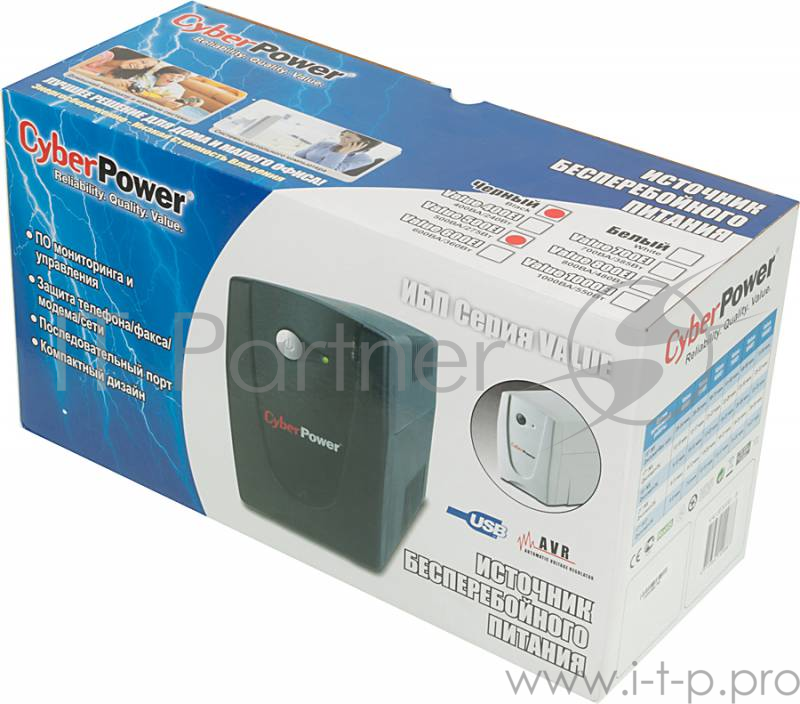 Источник бесперебойного питания CyberPower VALUE500EI-B black 500VA/240W