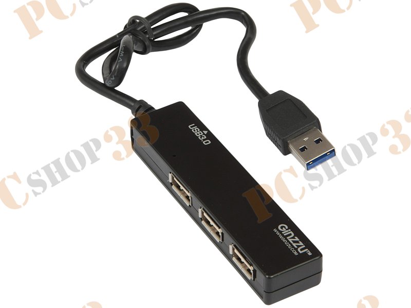Разветвитель 3 порта USB2.0 + 1 порт USB3.0 Ginzzu GR-334UB, внешн.