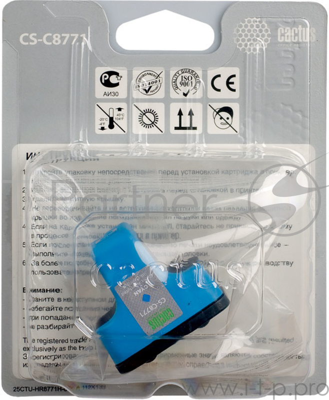 Расходные материалы CACTUS C8771 Картридж струйный Cactus CS-C8771 голубой для №177 HP PhotoSmart 3213/3313/8253/C5183/C6183 (11,4ml)