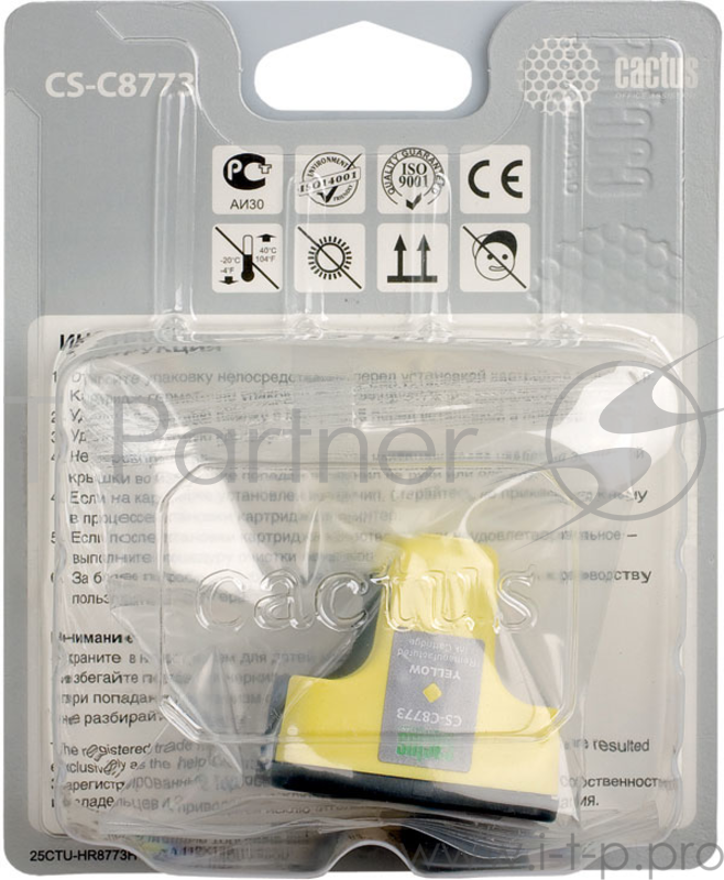 Картридж струйный Cactus CS-C8773 желтый для №177 HP PhotoSmart 3213/3313/8253/C5183/C6183/D74 (11