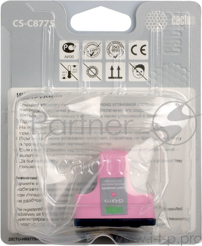 Расходные материалы CACTUS C8775 Картридж струйный Cactus CS-C8775 светло-пурпурный для №177 HP PhotoSmart 3213/3313/8253/C5183/C6183 (11,4ml)