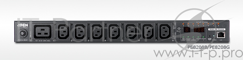 Устройство распределения питания ATEN NRGence PDU, Metered by Outlet with Switching, 1U, 16A/230V, Output: (7) C13 & (1) C19, Input: C20