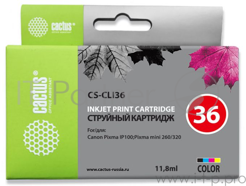 Расходные материалы Cactus CLI-36 Картридж струйный CS-CLI36 многоцветный для Canon Pixma 260 (11.8мл)