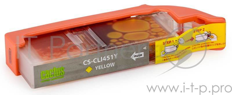 Расходные материалы Cactus CLI-451Y Картридж струйный Cactus CS-CLI451Y желтый для Canon MG 6340/5440/IP7240 (9,8ml)