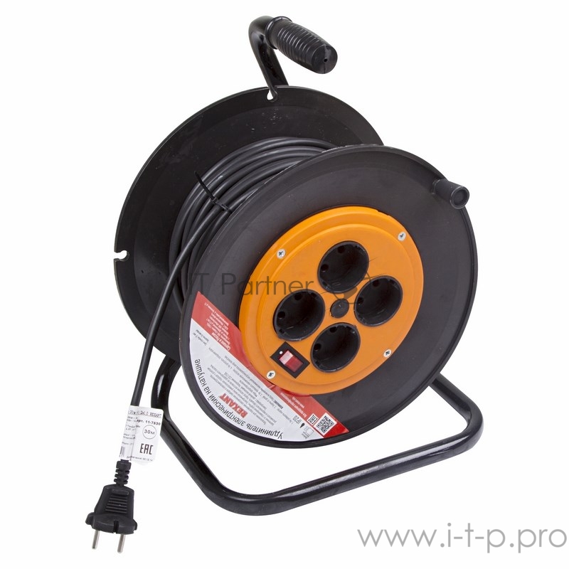 Удлинители на катушке,на рамке и в бухте REXANT (11-7530) Удлинитель на катушке 30м (4 роз.) 2х1.0 с вкл.