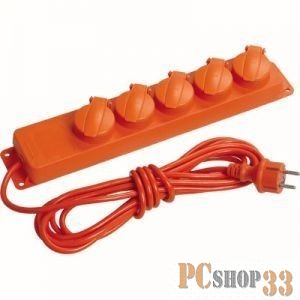 Удлинитель Iek WYP10-16-05-05-44-N У05В 5 места с защитными крышками IP44 2 Р + P E /5метров 3х1мм2 16А/250В ИЭК