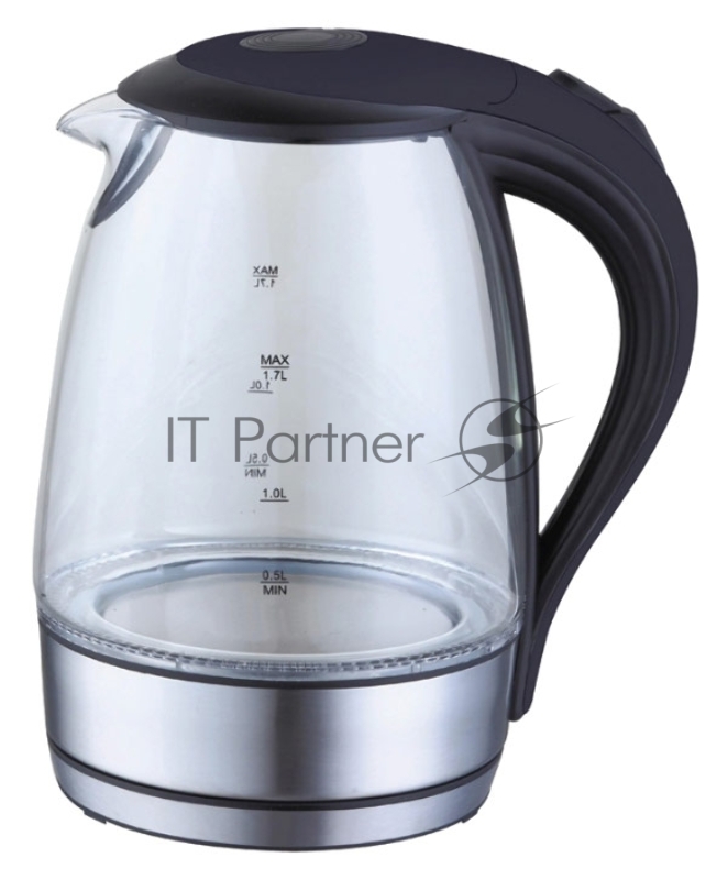 Чайник электрический Supra KES-2001 1.7л. 2200Вт серебристый/черный (корпус: стекло)