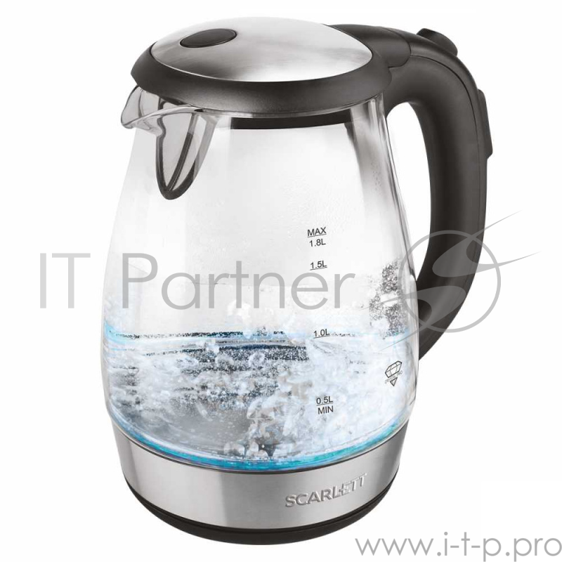 Чайник электрический Scarlett SC-EK27G60 1.8л. 2000Вт черный (корпус: стекло)