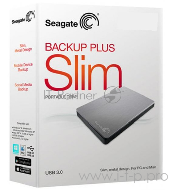 Жесткий диск Seagate Original USB 3.0 1Tb STHN1000401 Backup Plus Slim 2.5