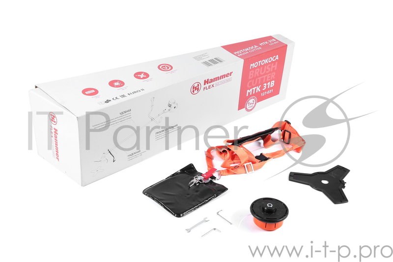 Триммер Мотокоса Hammer Flex MTK31B 277344 { 1.6лс, 34см3, ширина реза фрезы 23см, триммерной головкой 43см, ремень}