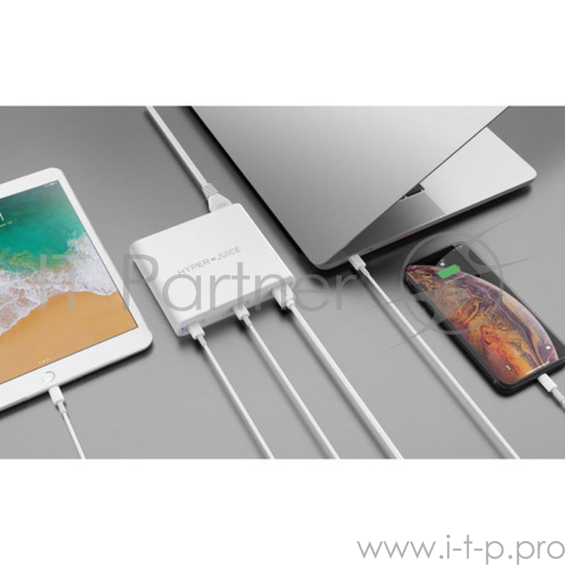 Зарядное устройство для мобильных устройств Hyper HyperJuice 87W Dual USB-C Charger with QC 3.0 USB-A. Порты 2 x USB-C PD 3.0, USB Qualcomm QC 4.0.