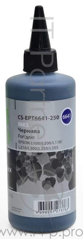 Чернила Cactus CS-EPT6641-250 черный 250мл для Epson L100/L110/L120/L132/L200/L210/