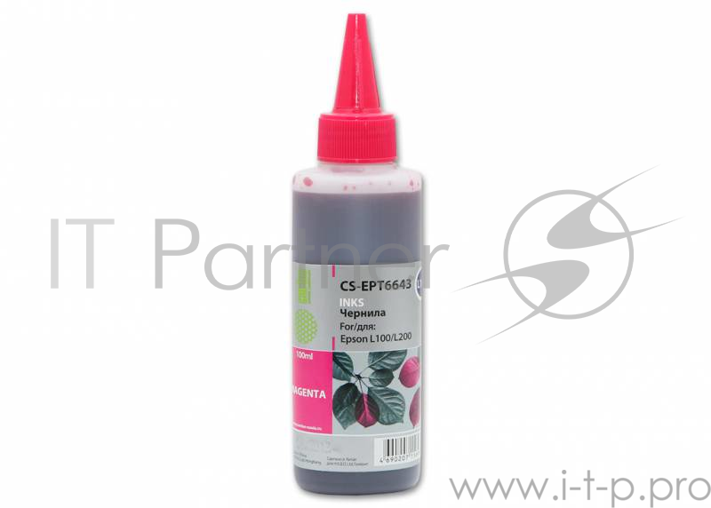 Расходные материалы CACTUS C13T66434A Чернила CACTUS для Epson L100, пурпурные, 100ml