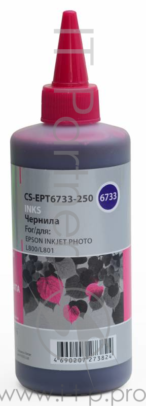 Расходные материалы CACTUS C13T67334A Чернила Cactus CS-EPT6733-250 пурпурный 250мл для Epson L800/L810/L850/L1800