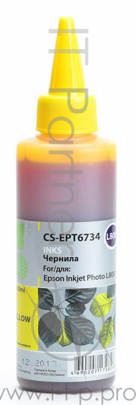Расходные материалы CACTUS C13T67344A Чернила CACTUS CS-EPT6734 для Epson L800 , жёлтый, 100 мл