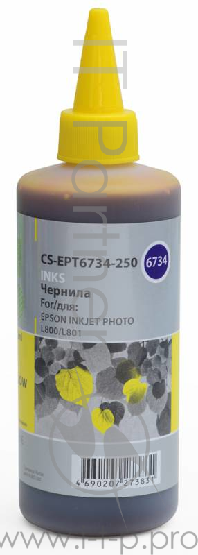Расходные материалы CACTUS C13T67344A Чернила Cactus CS-EPT6734-250 желтый 250мл для Epson L800/L810/L850/L1800