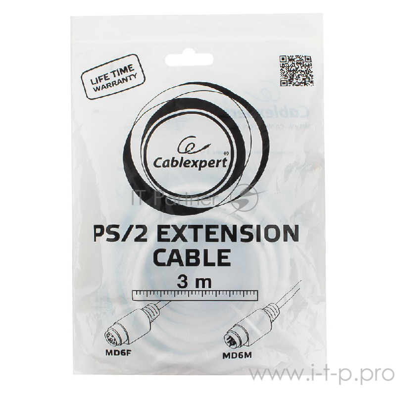 Кабель Кабель удлинитель PS/2 порта 6F/6M, 3.0м, Gembird, пакет CC-142-10