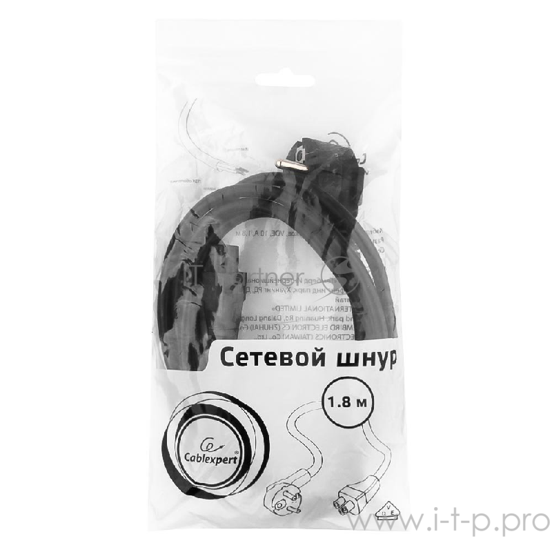 Кабель Кабель питания для ноутбуков Gembird 1.8м, 3-pin, с зазем., пакет PC-186-ML12
