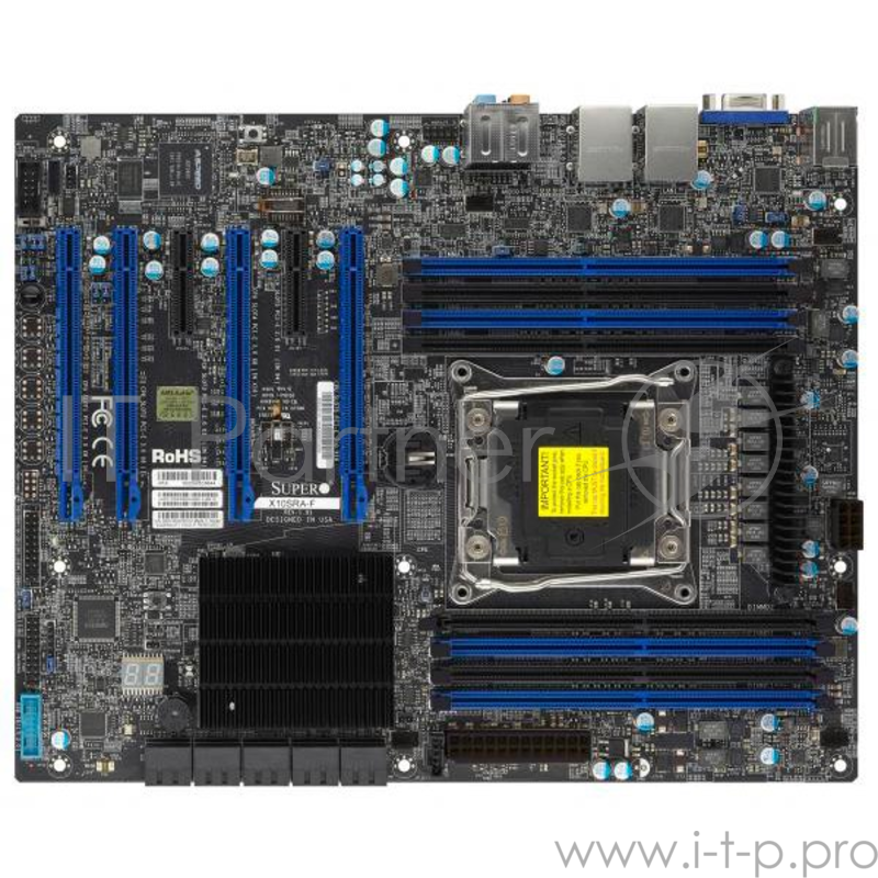 Supermicro MBD-X10SRA-F-B, Single SKT, Intel C612 chipset, 8xDIMMs DDR4 LR/RDIMM2400, 10xSATA3 6G, 2xSATA-DOM, 2x1GbE i210AT Shared with IPMI, 4xPCIe3.0/2xPCIe2.0 slots, ATX 12x9.6, Bulk