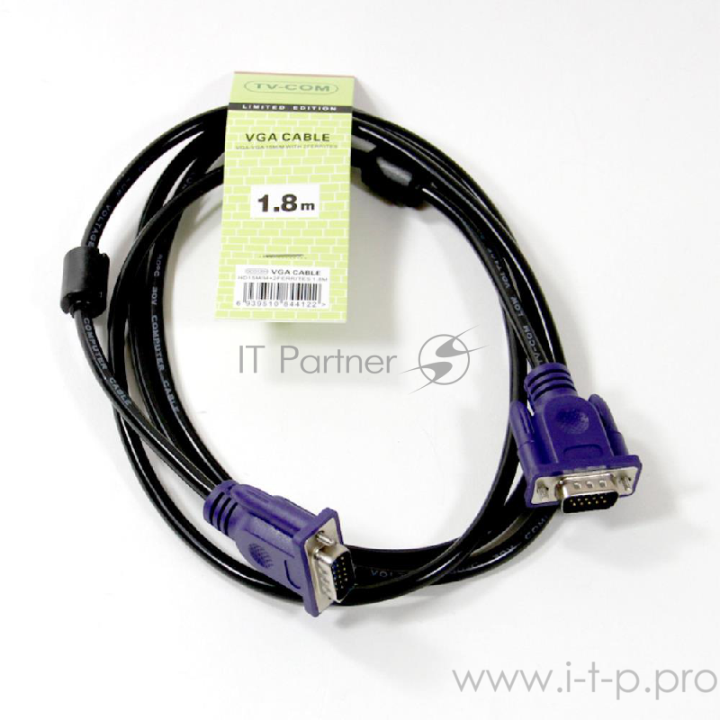 Кабель TV-COM Кабель соединительный (QCG120H-1.8M) SVGA (15M/M) 1,8m 2 фильтра 6939510844122