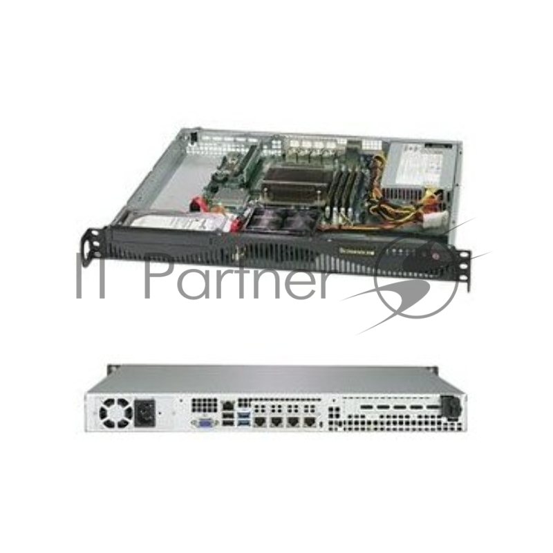Supermicro SuperServer SYS-5019C-M4L (Black), 1U, Single Socket H4 (LGA 1151), 4 DIMM slots, 4 GbE LAN ports, 1 dedicated IPMI LAN, 2x 3.5