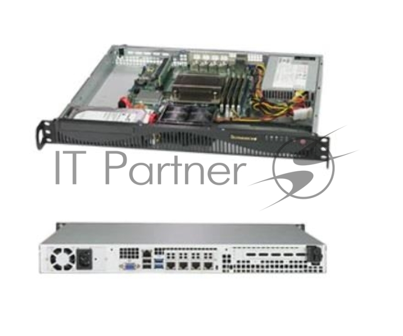 Supermicro SuperServer SYS-5019C-M4L (Black), 1U, Single Socket H4 (LGA 1151), 4 DIMM slots, 4 GbE LAN ports, 1 dedicated IPMI LAN, 2x 3.5