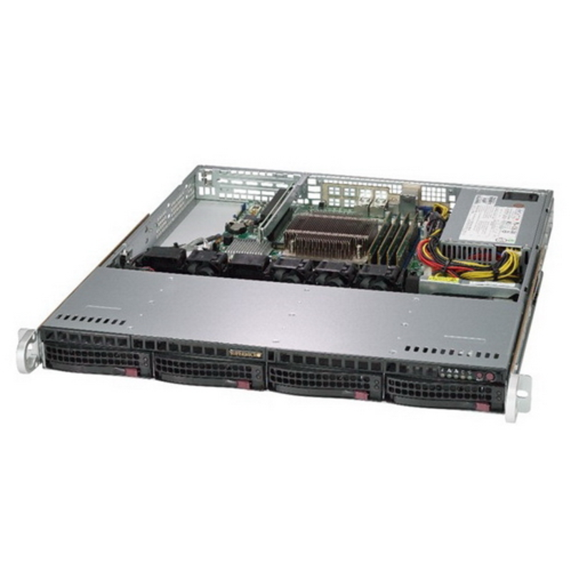 Supermicro SuperServer 5019C-M (Black), 1U, Single Socket H4 (LGA 1151), 4 DIMM slots, 2 GbE LAN ports, 1 dedicated IPMI LAN, 4 Hot-swap 3.5