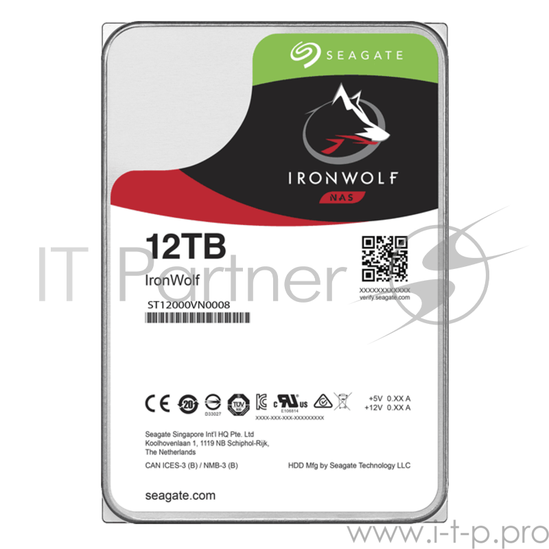 Жесткий диск Seagate 12TB Ironwolf (ST12000VN0008 ) {SATA 6.0Gb/s, 7200 rpm, 256mb buffer, 3.5