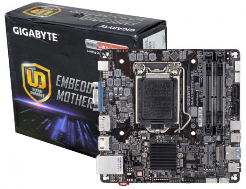 Материнская плата GIGABYTE GA-H110MSTX-HD3 / Intel H110 / LGA1151 / 2xDDR4 (32GB) / D-SUB, HDMI, DisplayPort / Mini-STX / RTL