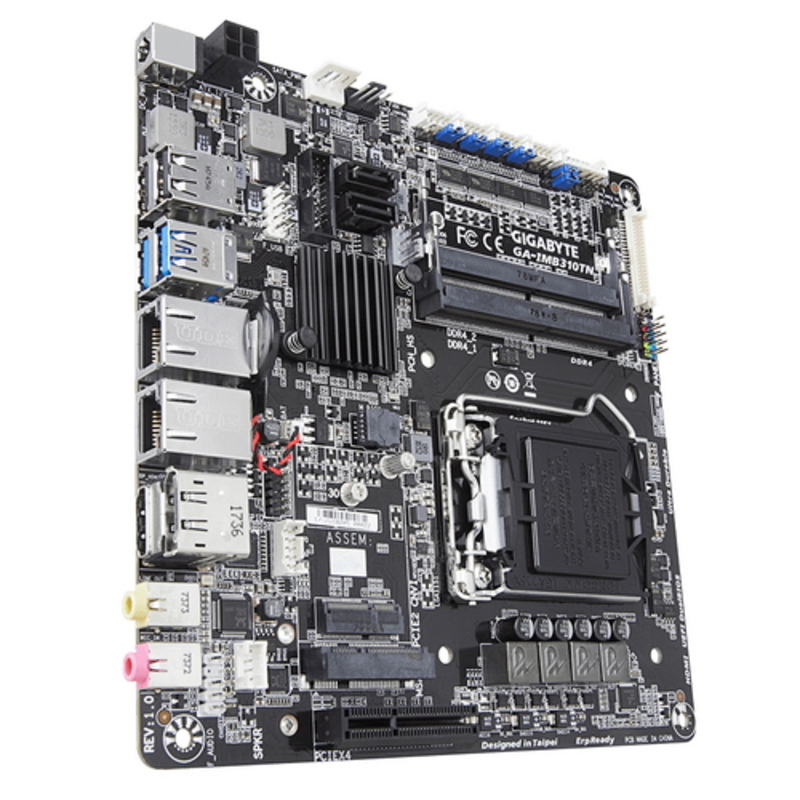 Материнская плата GA-IMB310TN, Socket 1151, Intel®H310, 2xDDR4-2133 SO-DIMM, HDMI+DP+LVDS, 1xPCI-Ex4, 1xMiniPCI-E, 2xSATA3, 1xM.2, 8 Ch Audio, 2xGLan, (2+2)xUSB2.0, (2+2)xUSB3.0, Thin Mini-ITX, RTL {10}