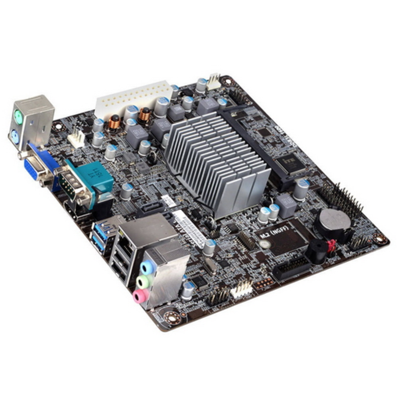 Материнская плата с процессором BSWI-D2-J3060, Intel® Dual-Core Celeron®J3060 (2.48 GHz), 1xDDR3-1600 SO-DIMM, D-SUB+HDMI, 2xSATA3, 6 Ch Audio, GLan, (2+2)xUSB2.0, (2+2)xUSB3.0, COM, 2xPS/2, Mini-ITX, {20}