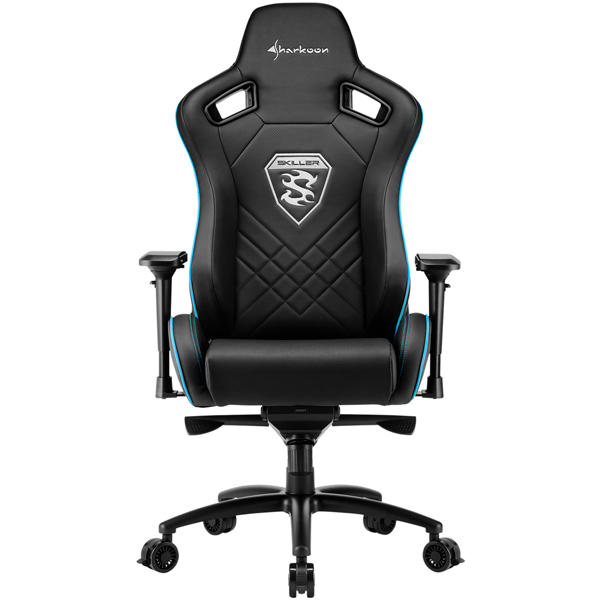 Игровое кресло Sharkoon Shark Skiller SGS4 чёрно-синее (синтетическая кожа, регулируемый угол наклона, механизм качания)