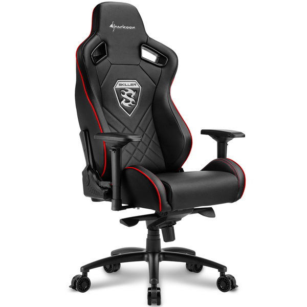 Игровое кресло Sharkoon Shark Skiller SGS4 чёрно-красное (синтетическая кожа, регулируемый угол наклона, механизм качания)