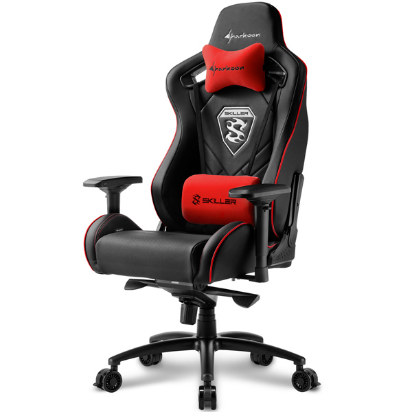 Игровое кресло Sharkoon Shark Skiller SGS4 чёрно-красное (синтетическая кожа, регулируемый угол наклона, механизм качания)