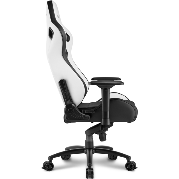 Игровое кресло Sharkoon Shark Skiller SGS4 чёрно-белое (синтетическая кожа, регулируемый угол наклона, механизм качания)