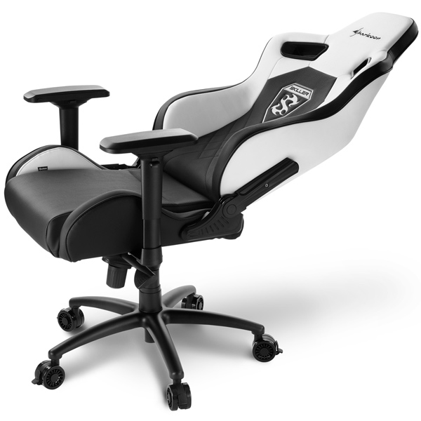 Игровое кресло Sharkoon Shark Skiller SGS4 чёрно-белое (синтетическая кожа, регулируемый угол наклона, механизм качания)