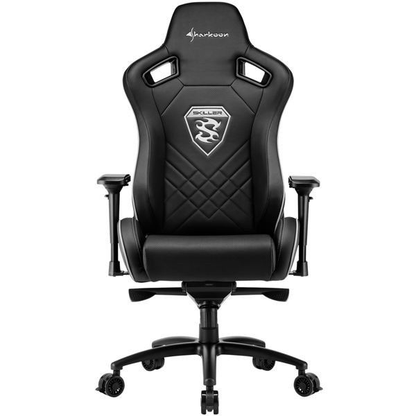 Игровое кресло Sharkoon Shark Skiller SGS4 чёрное (синтетическая кожа, регулируемый угол наклона, механизм качания)