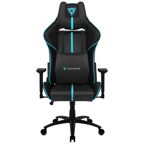 Игровое кресло ThunderX3 BC5-BC black/cyan (AIR Tech, экокожа, регулируемый угол наклона, механизм качания)