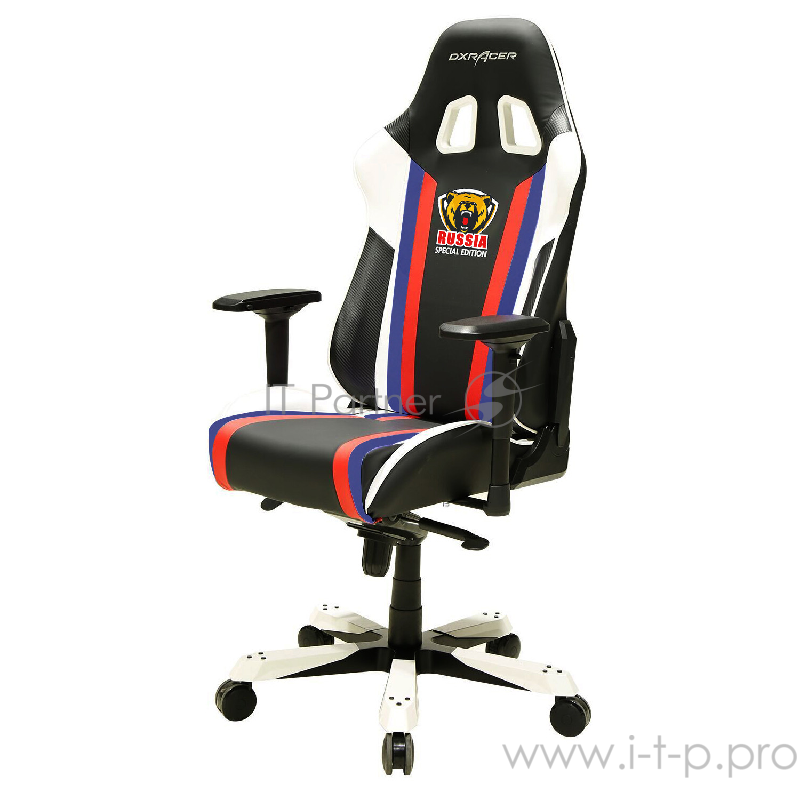 DXRacer King Russian Edition Игровое кресло чёрное+триколор (OH/KS18/NWRI, экокожа, регулируемый угол наклона)