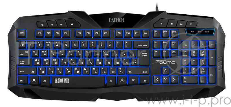 Клавиатура Qumo Daemon K40, проводная, 104 + 8 клавиш, подсветка 7 цветов, плетеный кабель, фильтр, golden USB