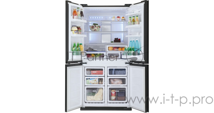 Холодильник Sharp SJ-FS97VSL серебристое стекло/стекло (трехкамерный)