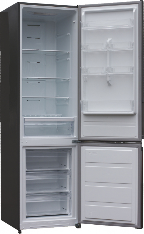 Холодильник Shivaki BMR-1884DNFX Ширина 59,5см,/No Frost/2-камерн.,/295л/ высота 188см,/ морозильное отд. нижнее/ 76л/LED-дисплей / управление электронное/ класс N/T/энергопотр. A+