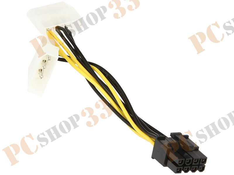 Кабель-переходник питания 2xPATA HDD->8-pin 12В разъем на видеокарте (0.15м)