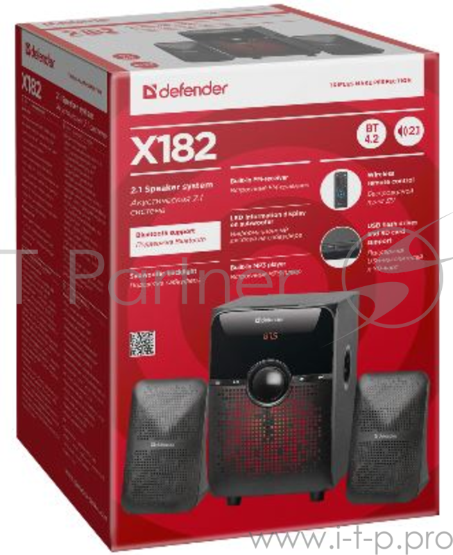 Колонки DEFENDER X182 18Вт, BT/FM/MP3/SD/USB/LED/RC