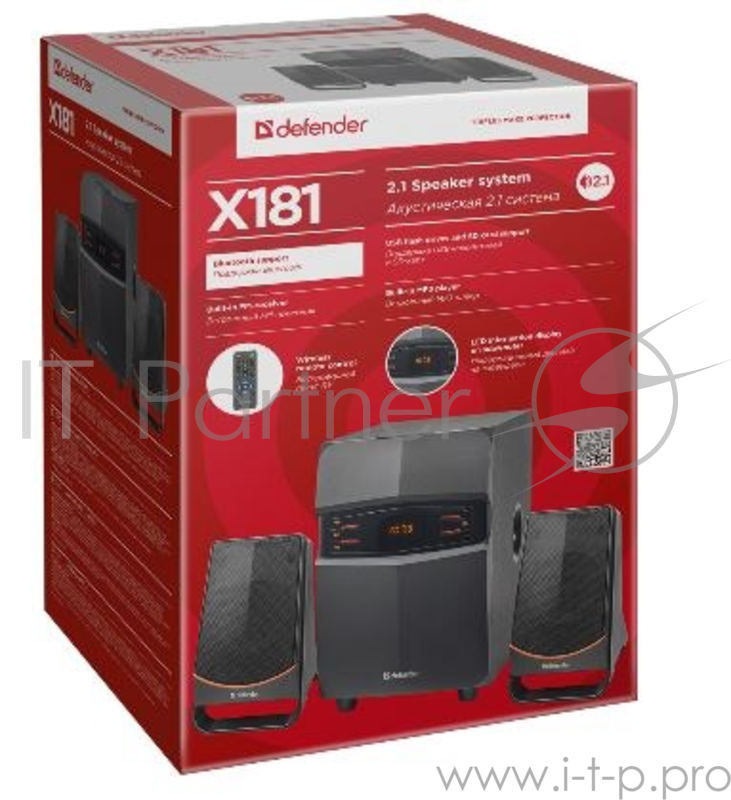 Колонки DEFENDER X181 2.1 ,18Вт, BT/FM/MP3/SD/USB/LED/RC